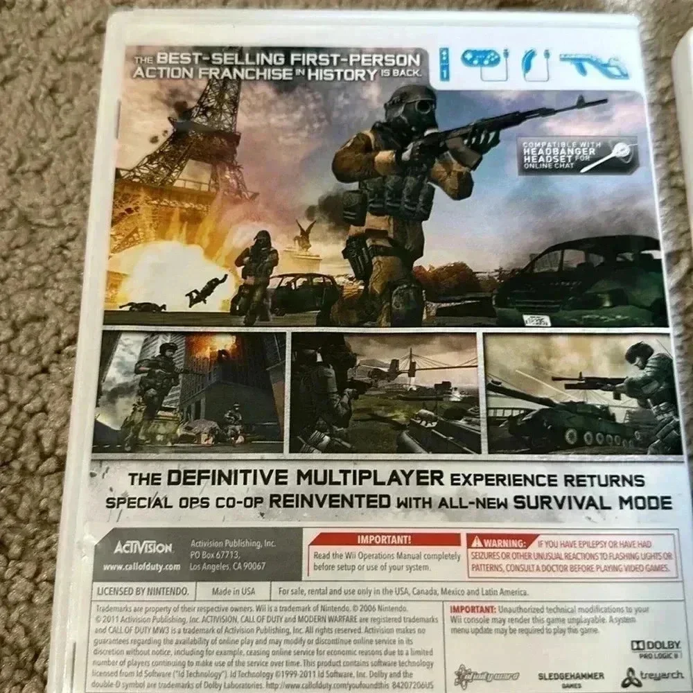 Wii call of duty games MW3 & Modern Warfare video games